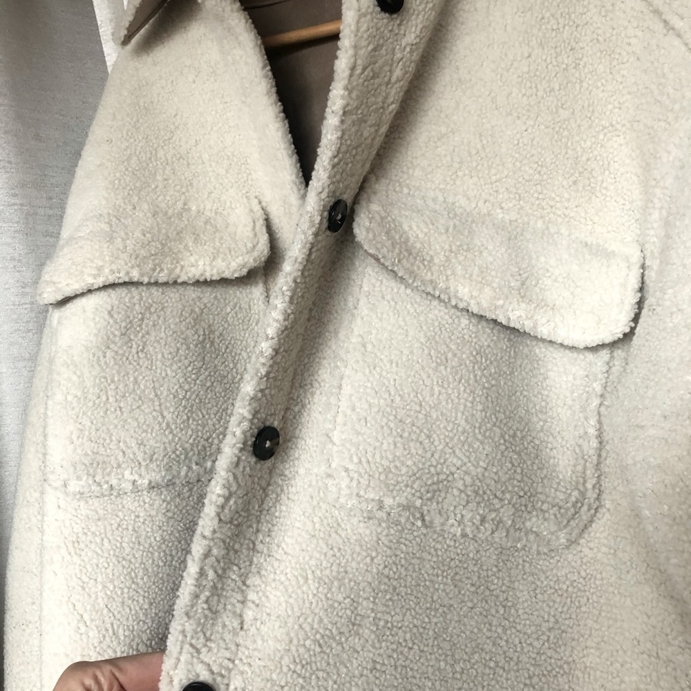 Cream oversized teddy shacket